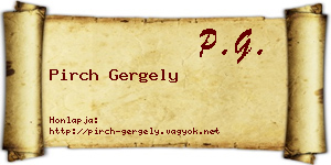 Pirch Gergely névjegykártya